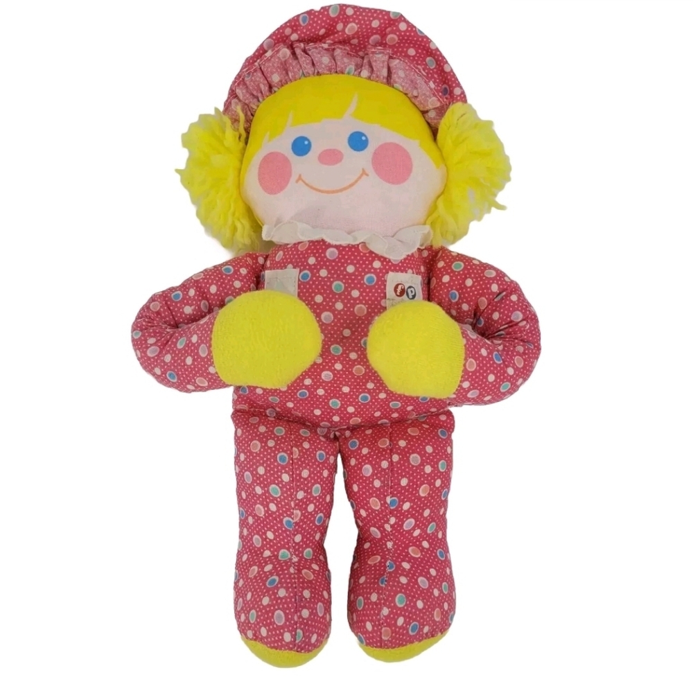 Vintage Fisher Price Crib Friend 1984 Rattle Squeeze Girl Plush Doll 1352-1352